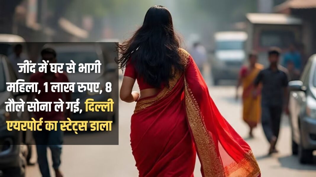 A woman ran away from home in Jind, took away 1 lakh rupees and 8 tolas of gold, posted the status of Delhi airport