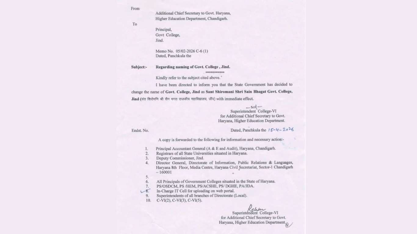 Jind College name change: Jind government college's name changed, now the institute will be known by this new name